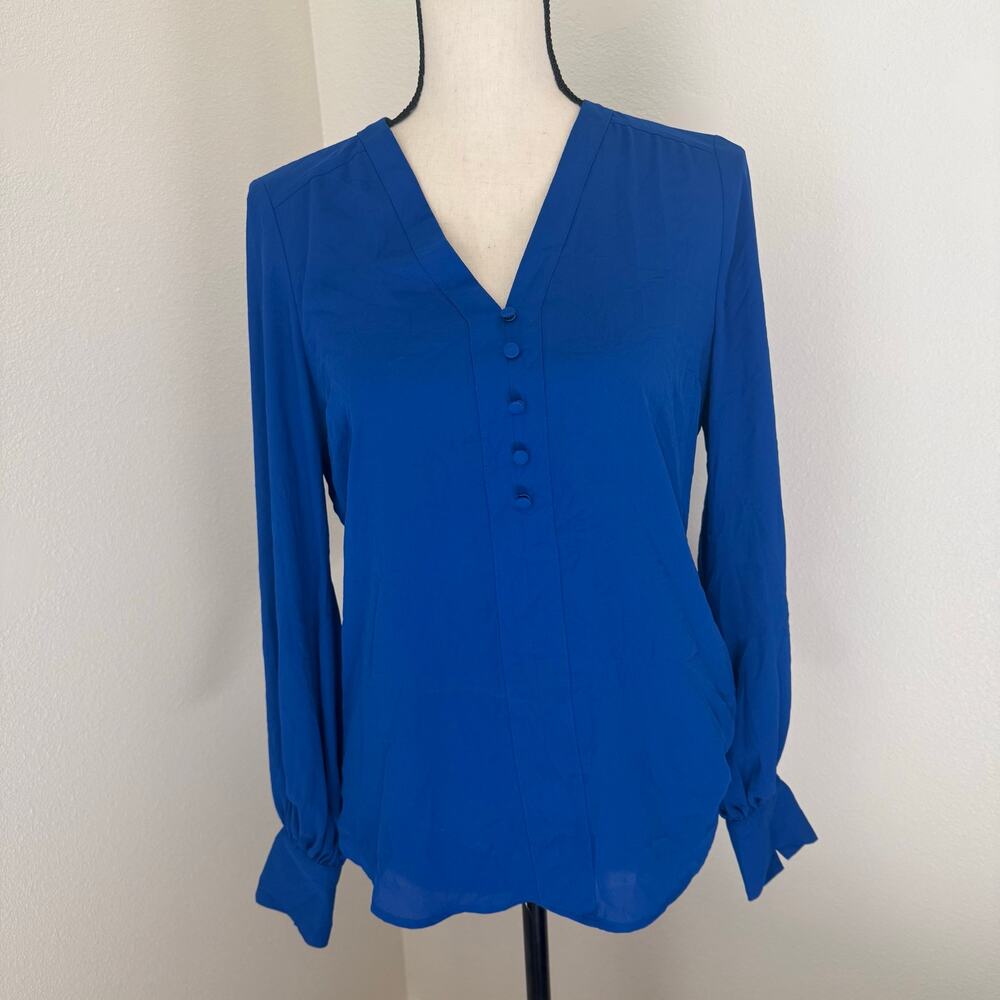 Express Royal Blue Button Long Sleeve Blouse - Womens Small EUC